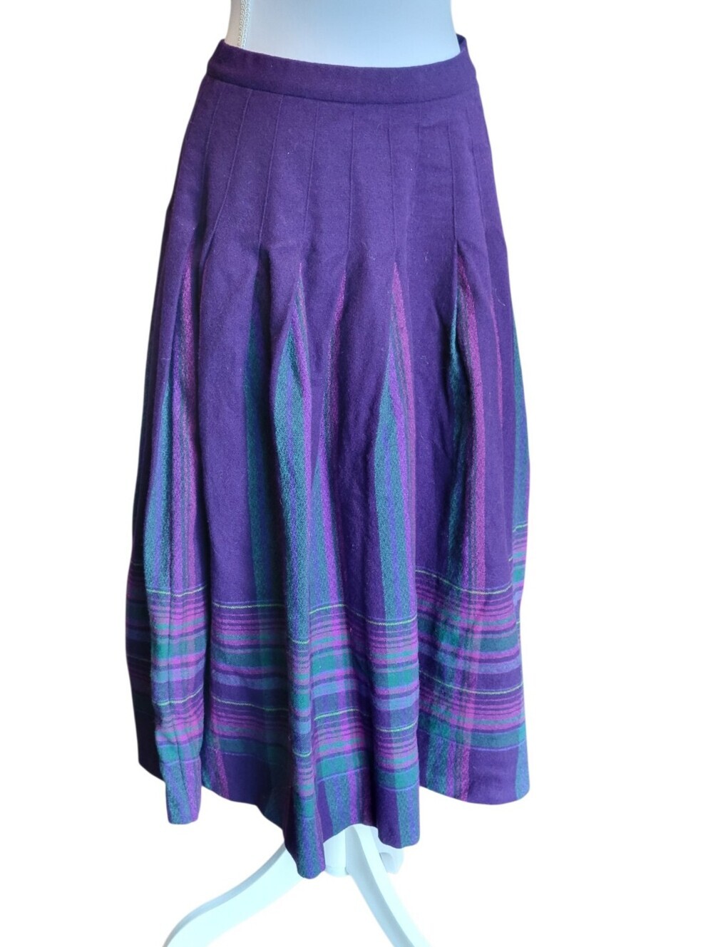 Vintage Pendleton Wool Purple Plaid Pleated Skirt - Picture 3 of 9